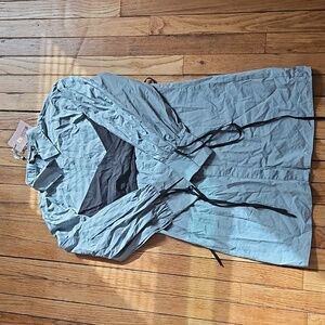 NWT Missguided Poplin blouse Blue dress tie vest